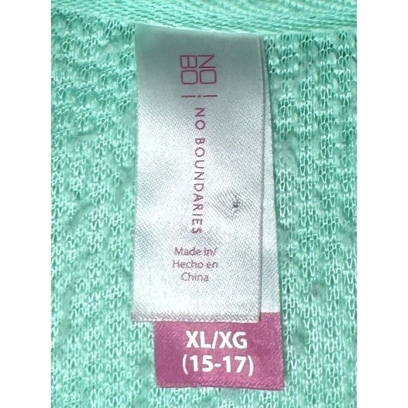 NO BOUNDARIES Womens Aqua Sherpa Fleece Quarter Zip Sweatshirt Mock Neck Size XL - Picture 3 of 8